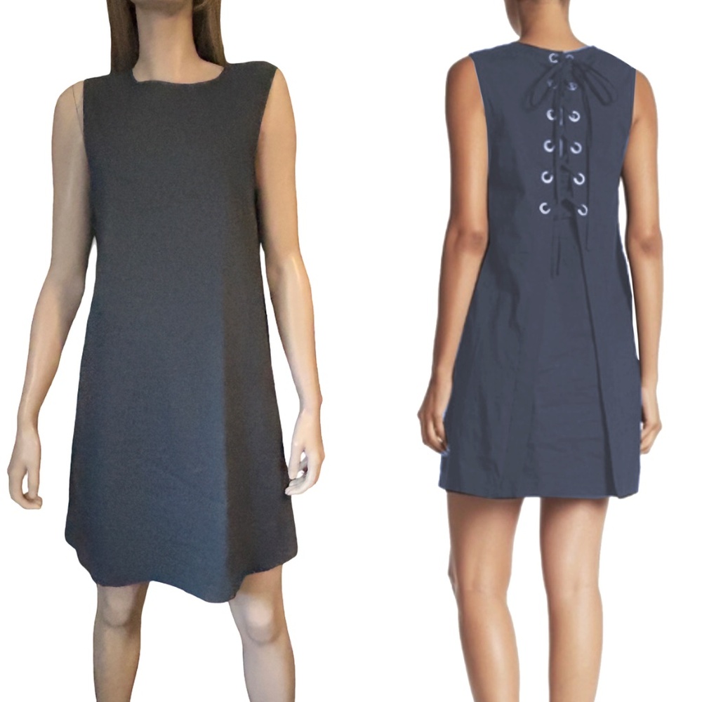 Theory Keshelle Dress Linen Rayon Blend Lace Up Corset Back Metal Grommets - Picture 12 of 16